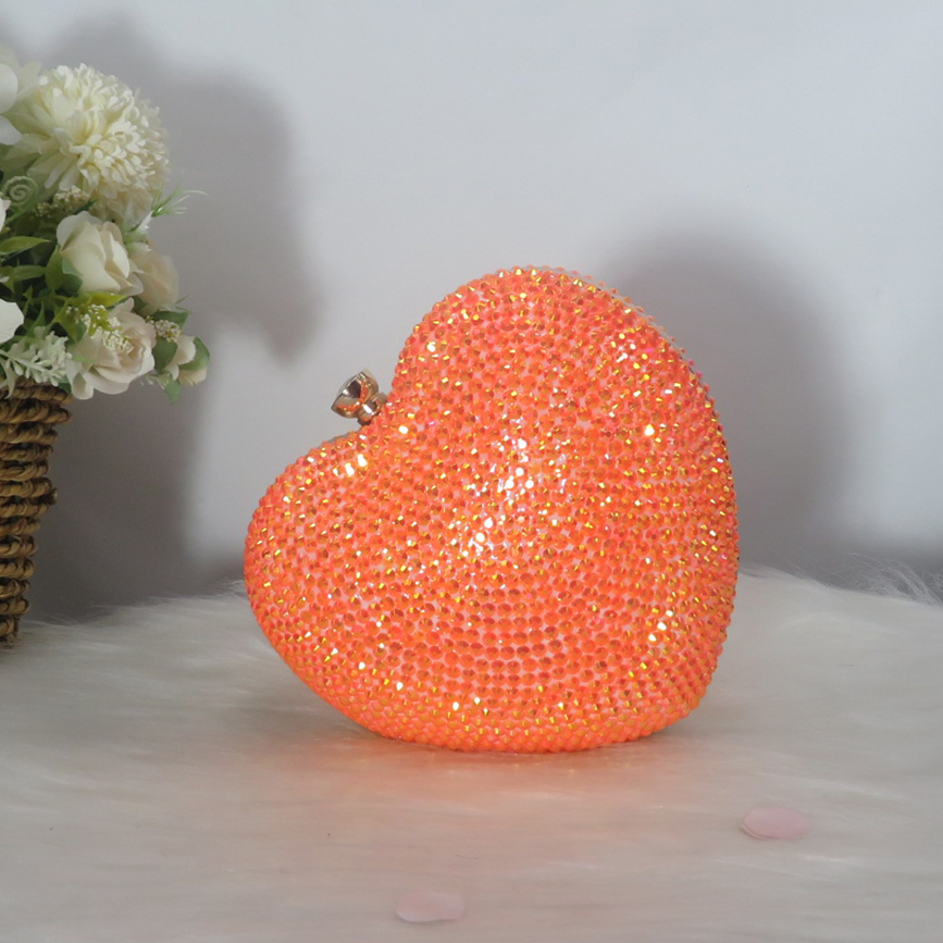 BaoYaFang Women wedding bag bride Party heart purse Day Clutches Bling AB Crystal Handbags Evening Bag