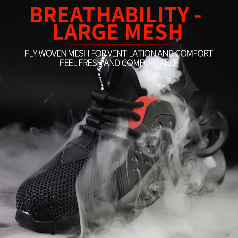 Work Safety Shoes For Men Summer Breathable Boots Working Steel Toe Anti-Smashing Construction Safety Work Sneakers Hot n89