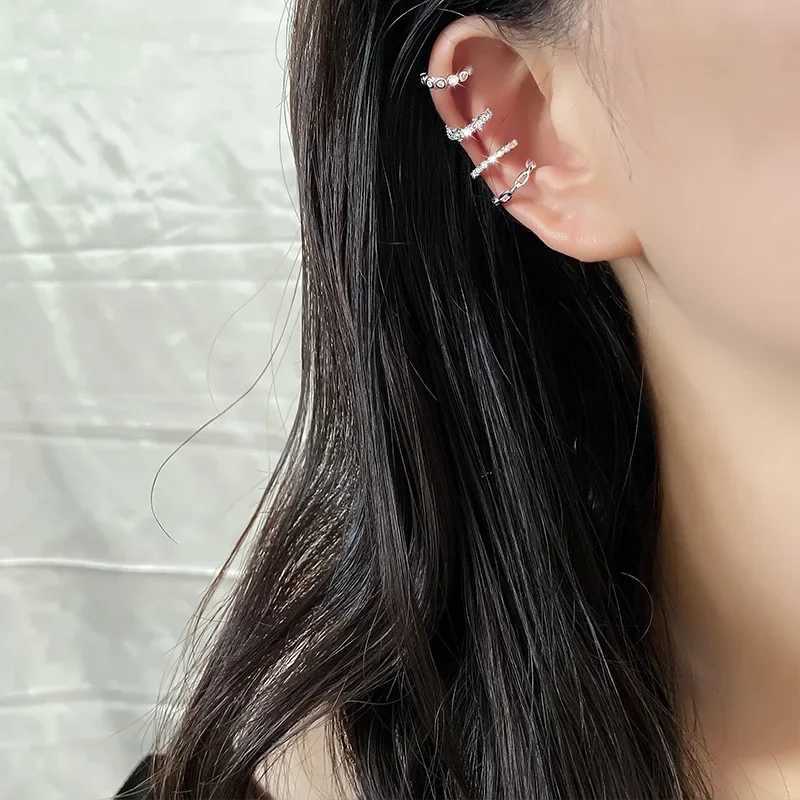 1Pcs Charming Zircon Star Clip On Earrings Ear Cuff Without Piercing Women Girls Geometric Ear Clip Party Silver Color JewelryX240913