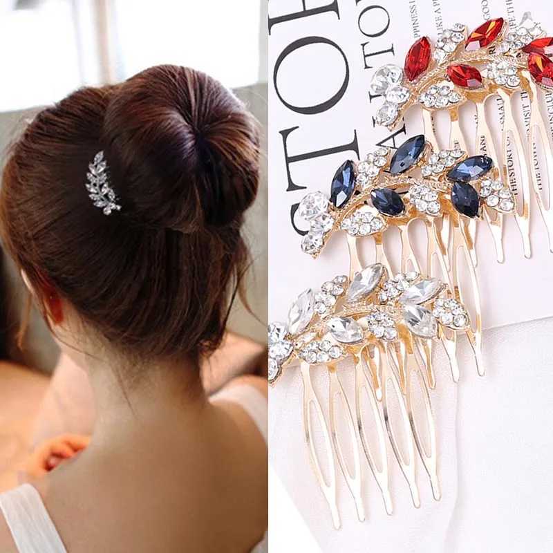 2023 Wedding Elegant Crystal Bride Hair Comb Headwear Flashing Ornaments Rhinestone Leaves Bridal Hair Clip Accessories JewelryX240913