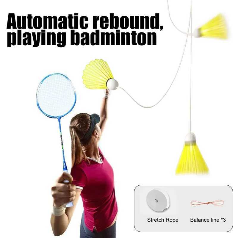 Self Study Badminton Trainer Portable Practice Robot Professional Stretch Badminton Training Tool Self-Study Shuttlecock Rebound Y240912