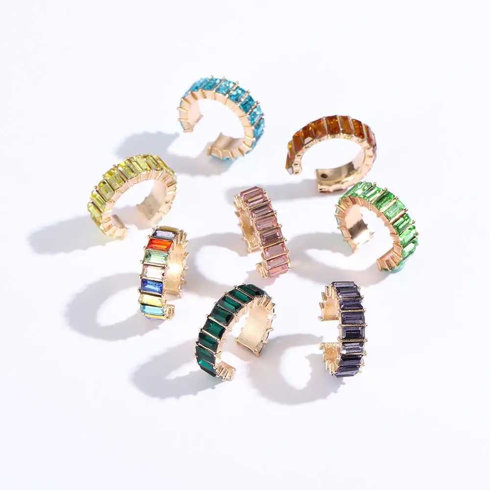 No Piercing Earrings Party No Pierced Rhinestone Dangle CZ Cuff Earrings C-shaped Statement Cubic Zirconia Ear CuffX240913