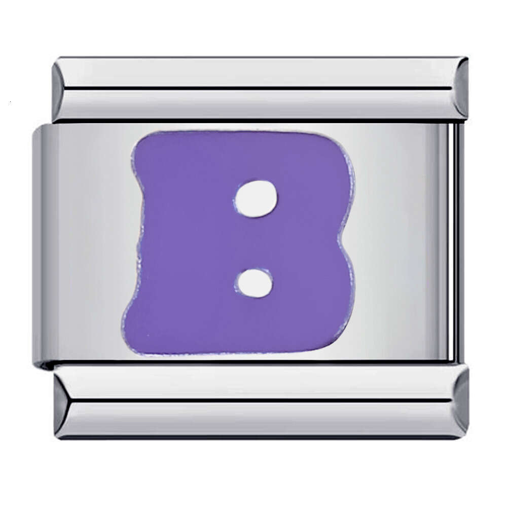 New Titanium Steel Purple English Letter DIY Bead Italian Charm Bracelet Italian Charm Links Fit 9Mm Bracelet Jewelry DIY Making Gifts