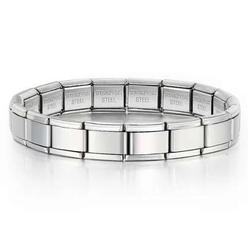 Bead Bracelet, Square Elastic Splicing Titanium Strap Chain, Italian Charms Bracelet Charm Links Stainless Steel Fit 9Mm Jewelry DIY Making Gifts