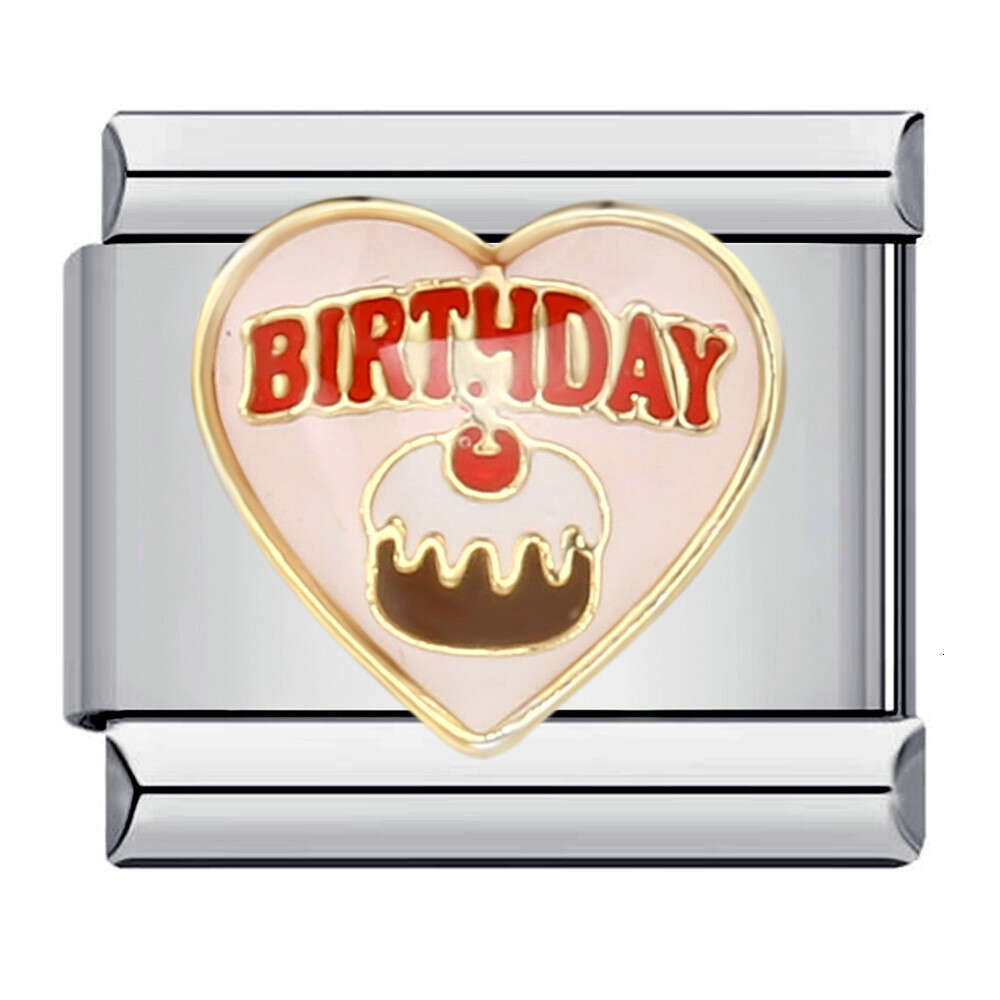 New Dessert Cake Elements Bead Stainless Steel Welding Enamel DIY Fashion Bracelet Italian Charm Links Fit 9Mm Jewelry Making Gifts