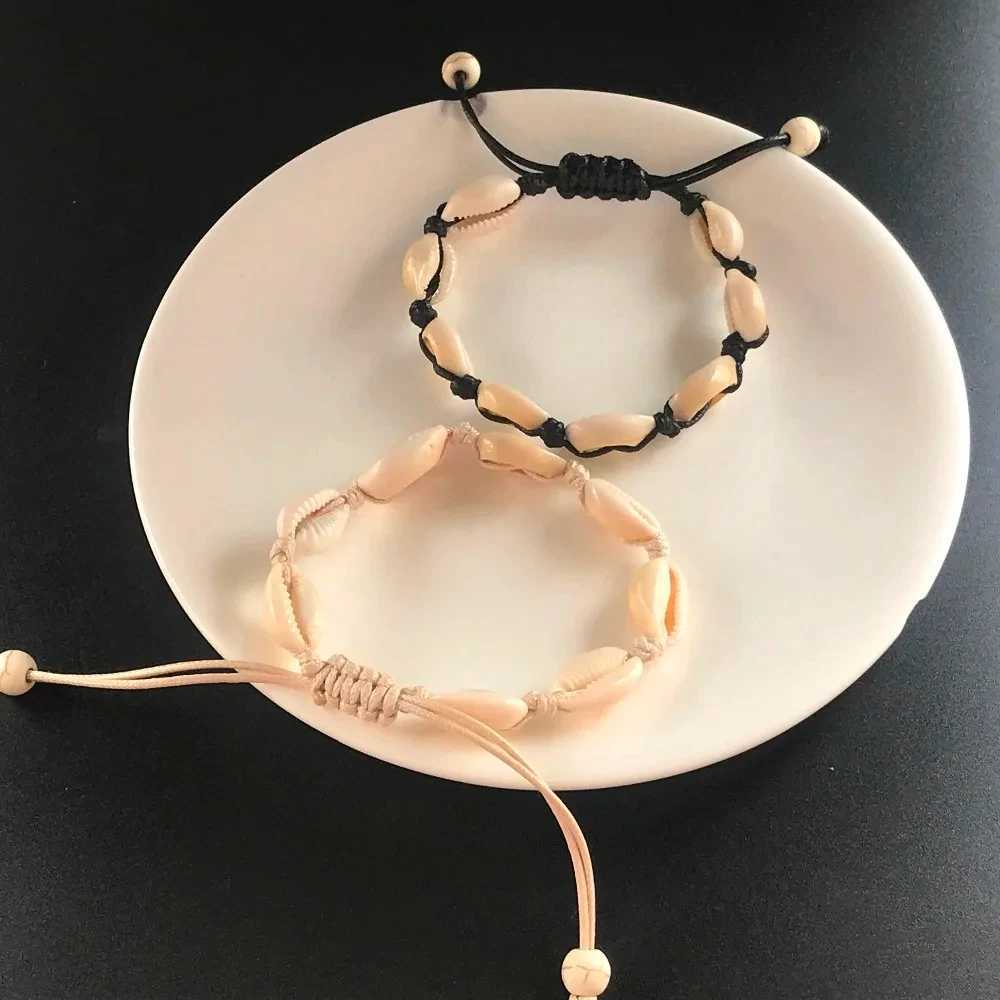 Kiss Jewelry Bohemian Summer Charm Shell Handmade Braided Bracelet Anklet Womens Beaded Adjustable Rope Chain Bracelet Gift W240913