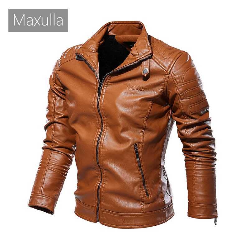 Winter Mens PU Leather Jacket Fashion Men Retro Punk Motorcycle Jackets Casual Men Fleece Warm Faux Leather Jackets ClothingX240913