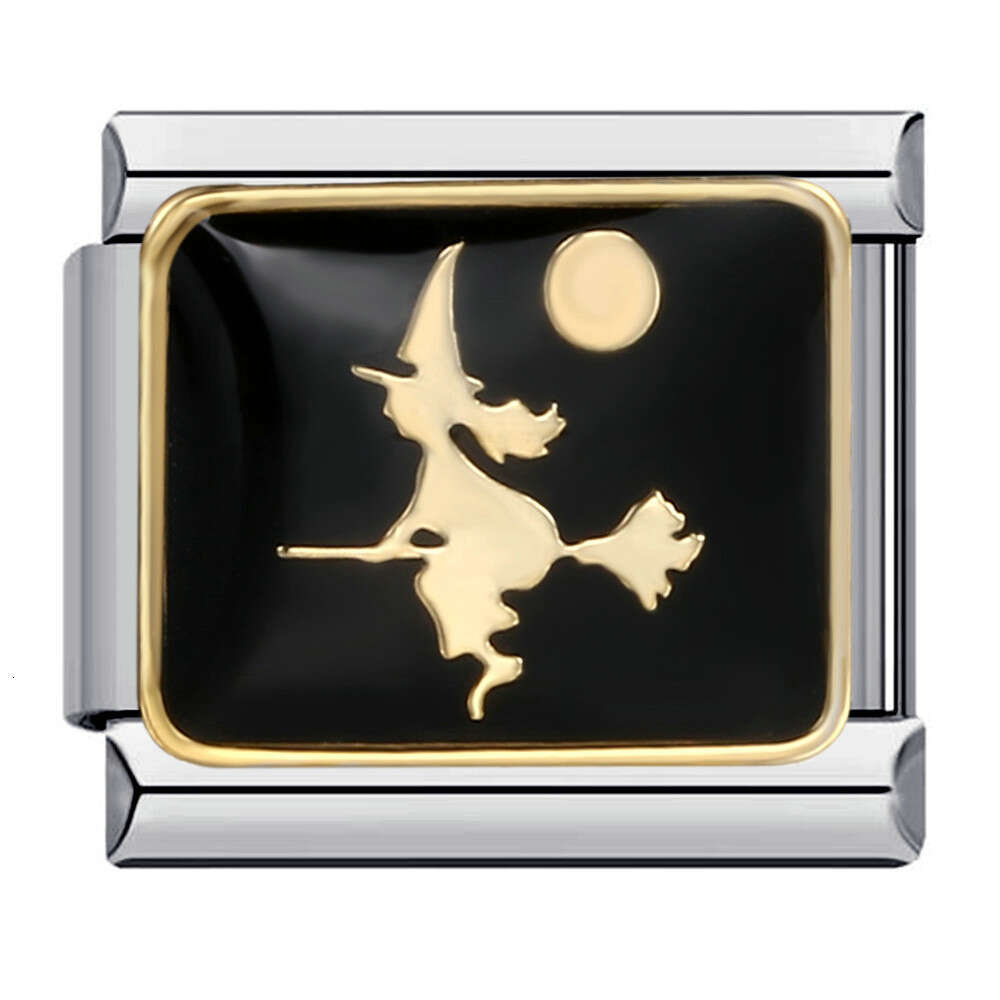 Popular Halloween Bead Bracelet Titanium Steel Welding Enamel Dark Pattern Bead Italian Charm Links Fit 9Mm Bracelet Jewelry DIY Making Gifts