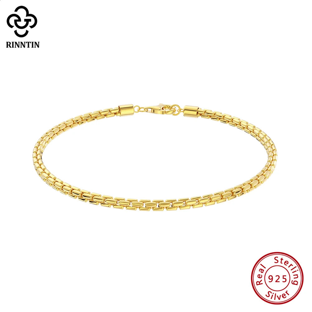 Rintin genuine Italian 3mm round box mens chain bracelet 925 sterling silver original fashionable bracelet jewelry NMB01 240909