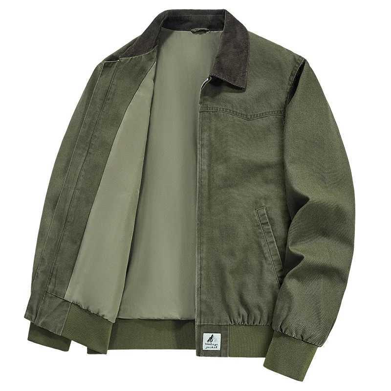 Mcikkny Men Vintage Cargo Jackets Spring Autumn Bomber Outwear Coats Loose FitX240913