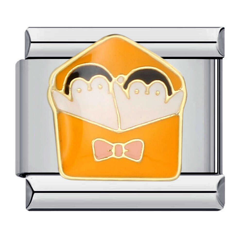 Bead With Gold Plating And Enamel Pattern DIY Bracelet Italian Charm Italian Charm Links Fit 9Mm Bracelet Jewelry DIY Making Gifts