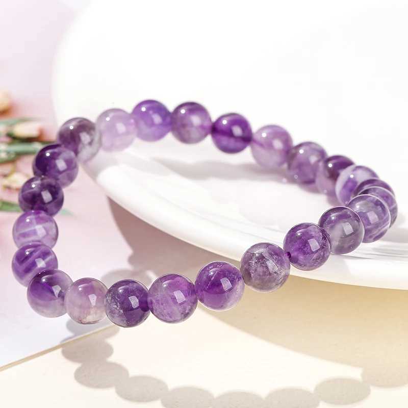 JD Natural Dream Lace Amethyst Stone Bead Bracelet Womens Amethyst Quartz Energy Bead Spiritual Healing Bracelet Jewelry Gift W240913