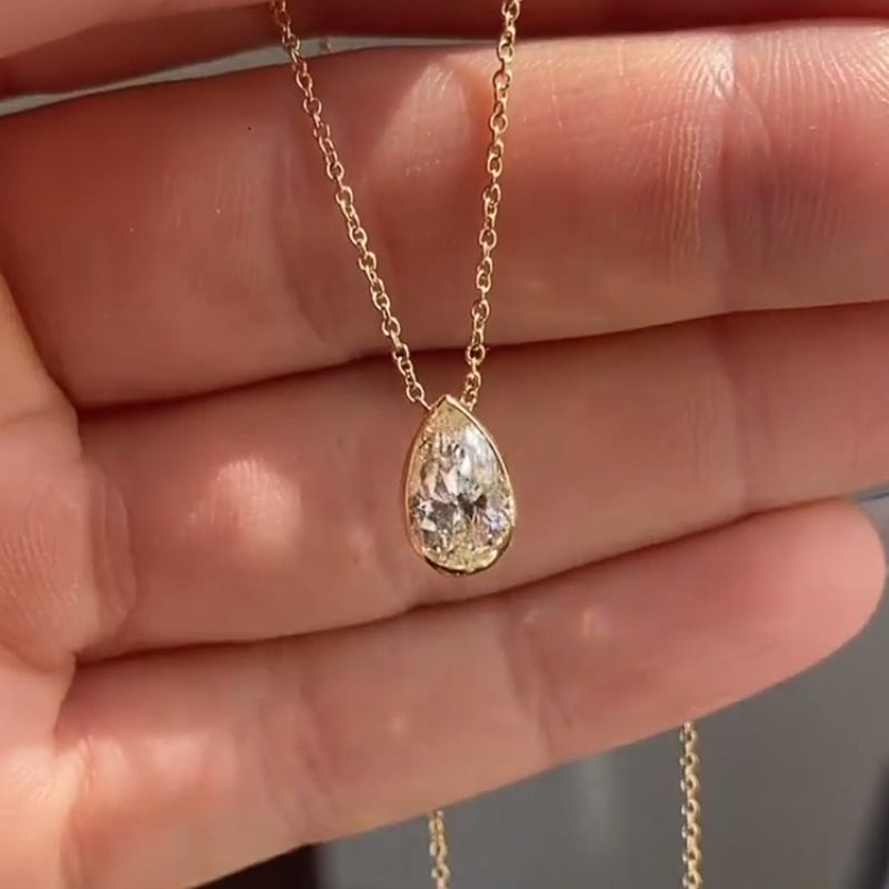 2024 Choucong Brand Handmade Water Drop Pendant Simple Fine Jewelry 925 Sterling Silver Gold Fill Pear Cut 5A Zircon Party Women Wedding Clavicle Neck