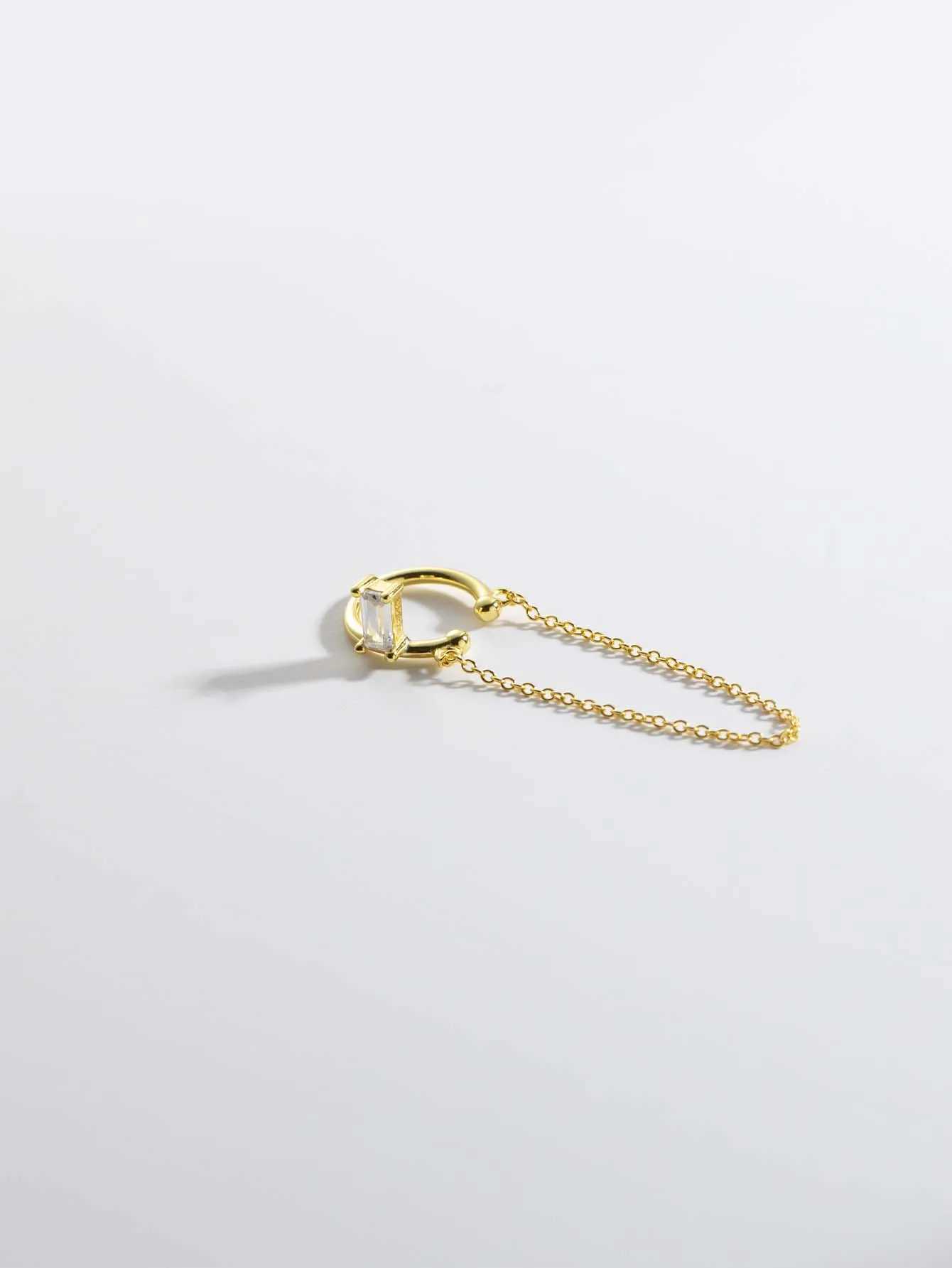 DPLAOPA 925 Sterling Silver Gold Earcuff Ear Cuff Earring Chain Clips Zircon CZ no Pirecing Advanced Jewelry Gifts For WomenX240913