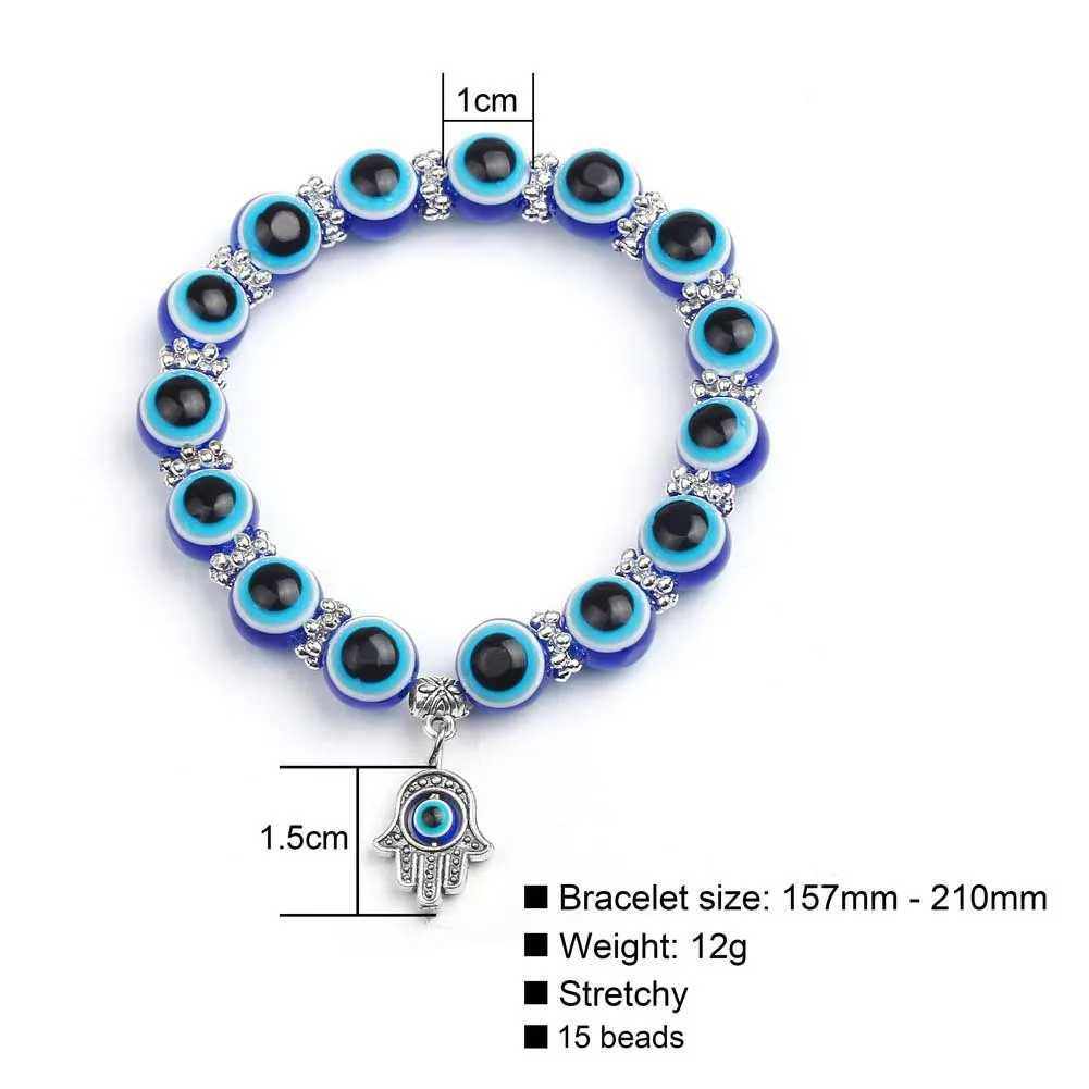 Blue Evil Eye Bracelet Fatima Trkiye Thousand Eye Handmade Womens Resin Bead Bracelet Elastic Bracelet Jewelry W240913