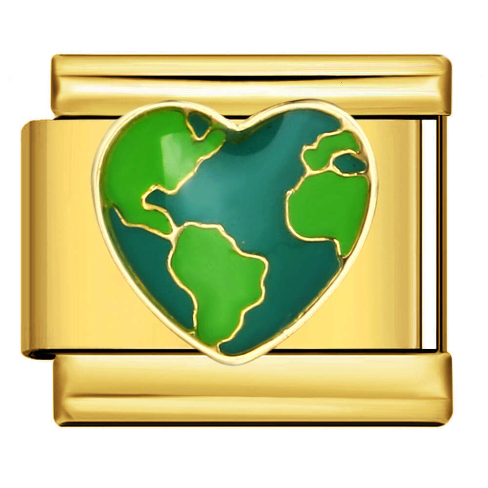 Gold Bottom Module Welding Enamel Titanium Steel Fashion DIY Italian Bracelet Italian Charm Links Stainless Steel Fit 9mm Bracelet Jewelry DIY Making 