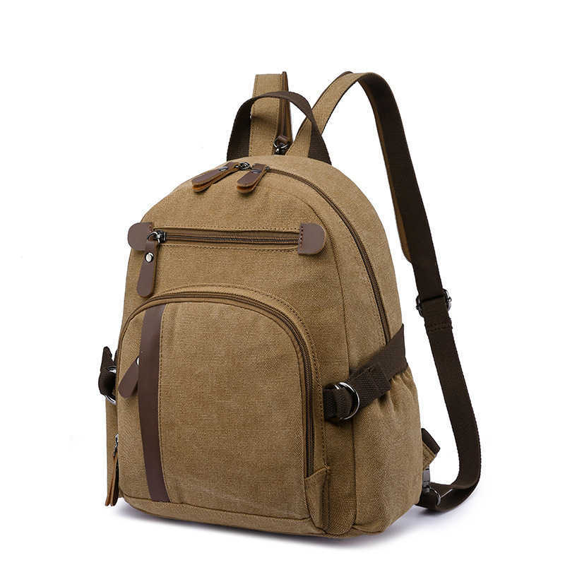 washed canvas backpack, fashionable casual street style backpack, travel small shoulder bag 240915