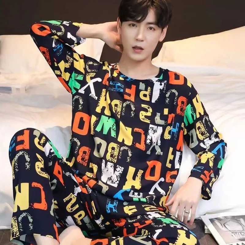 2024 New 2 Piece Mens Pajama Sets Home Rest Soft Long Sleeve Homewear Sets Party Pajamas Mens Casual Homewear Y240913
