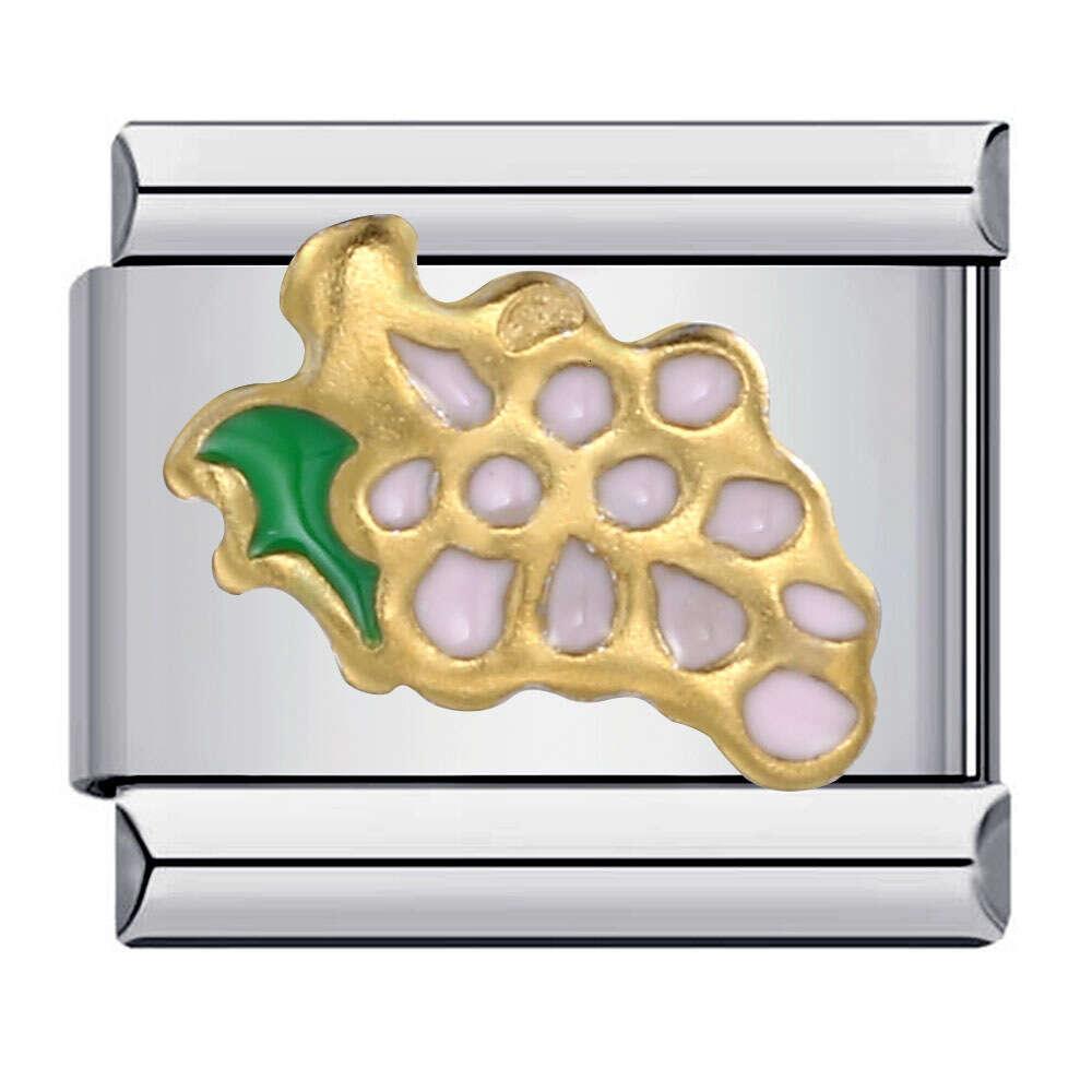 Summer Colorful Vegetable Fruit Series Beads Enamel DIY Personalized Splicing Bracelet Italian Charm Link Stainless Steel Fit 9mm Bracelet Jewelry DIY