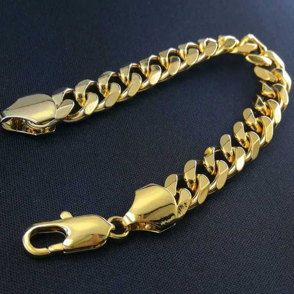 Mens Jewellery Domineering 8 Inches Stainless Steel Curb Cuban Link Chain Bracelets for Men Women Hip-hop Punk Party JewelryX240913