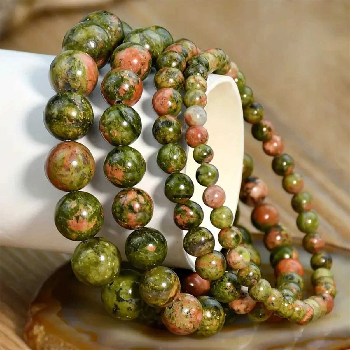 1 piece/natural Unakite bead bracelet suitable for both men and women used for healing stones holiday party jewelry giving to friends and family W2409
