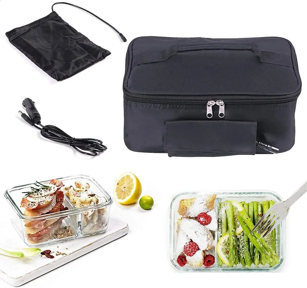 Portable mini microwave 12V heating electric lunch box food heater travel camping car picnic bag bento 30 x 20 10cm 240910
