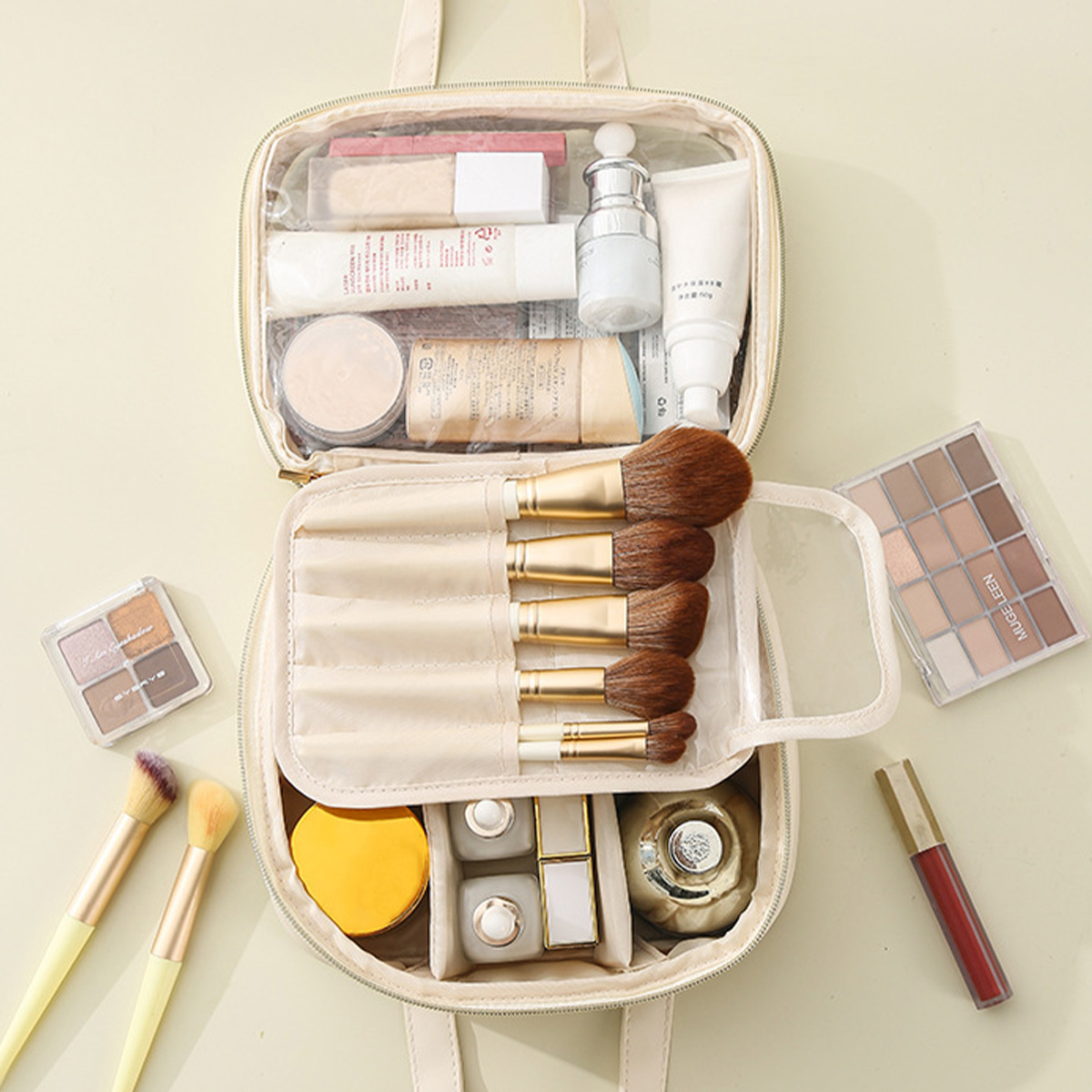Makeup bag Large capacity portable makeup bag with three-dimensional partition new portable travel toiletry bag high-end cosmetic storage bag
