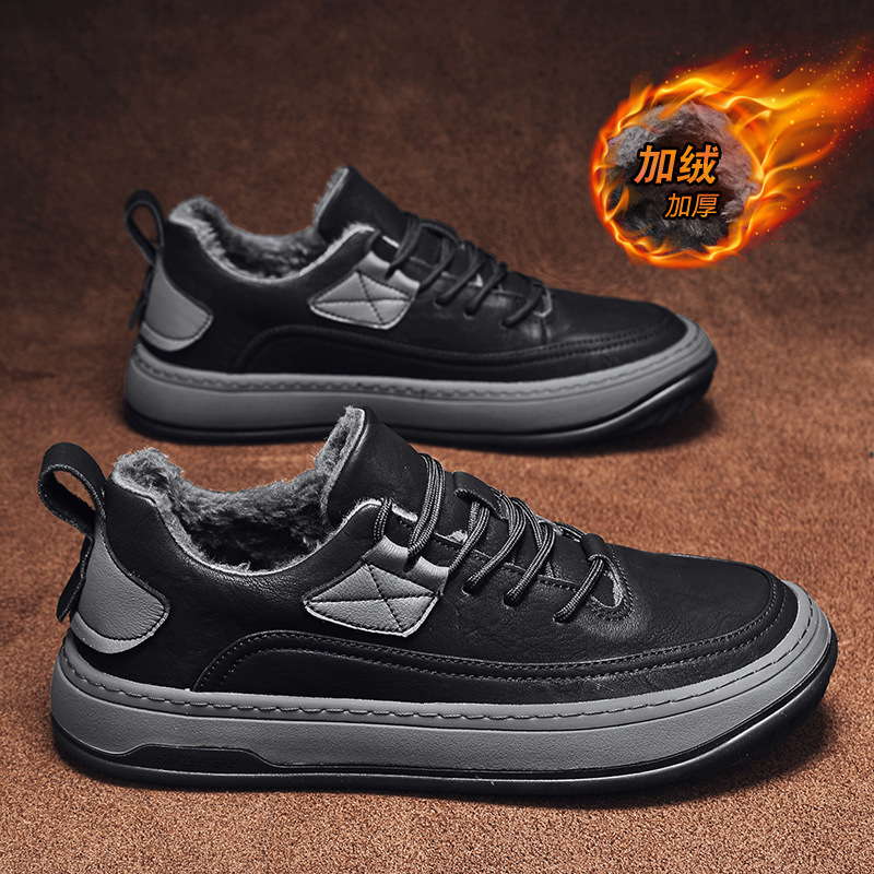 Fashionable trendy outdoor casual board men in autumn and winter, new cotton shoes for students with plush insulation, sports sneakers