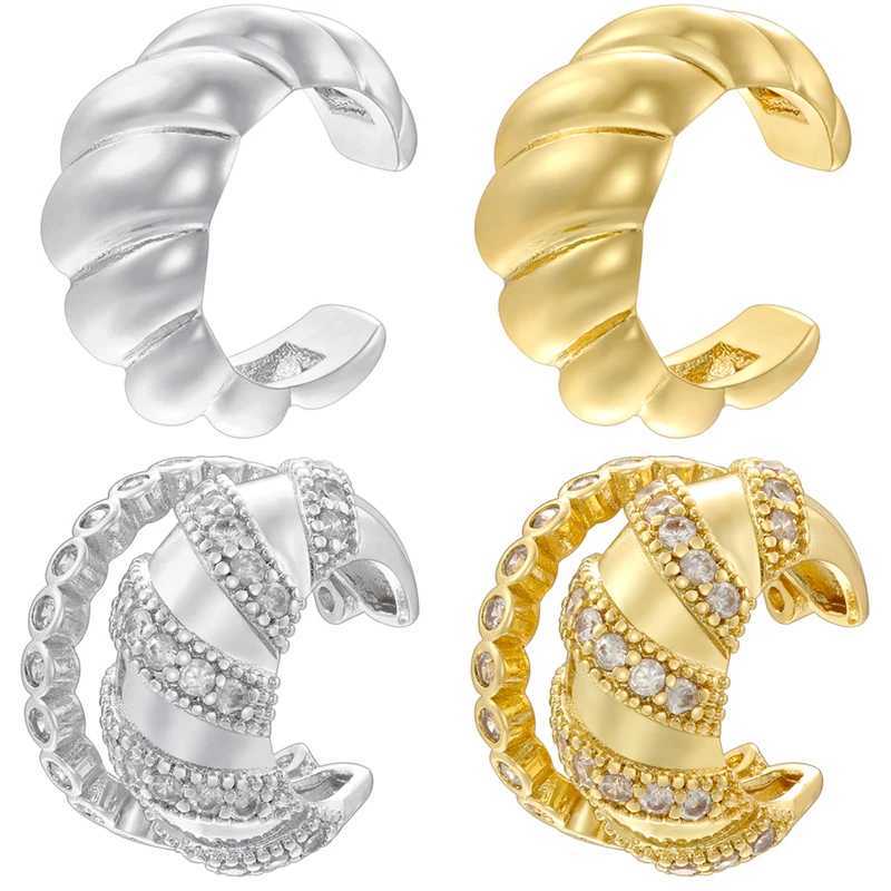 ZHUKOU 2 Adjustable Ear Clip Cubic Zirconia Clip Earrings Summer False Perforated Earrings Wholesale VE1308 VE1309X240913