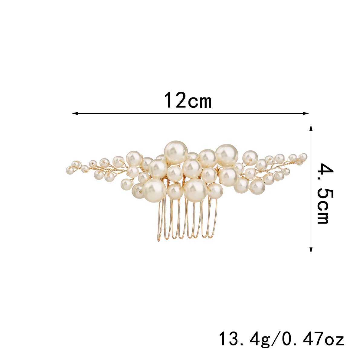 Elegant pearl wedding hair comb bridal side comb piece wedding hair ornament for women and girls(Gold)X240913