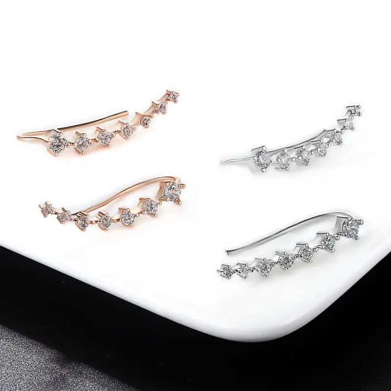 Long Dipper Ear Hook Clip on Earrings for Women Four-Prong Setting Zircon Climbing Ear Cuff Earrings Fashion Jewelry GiftsX240913