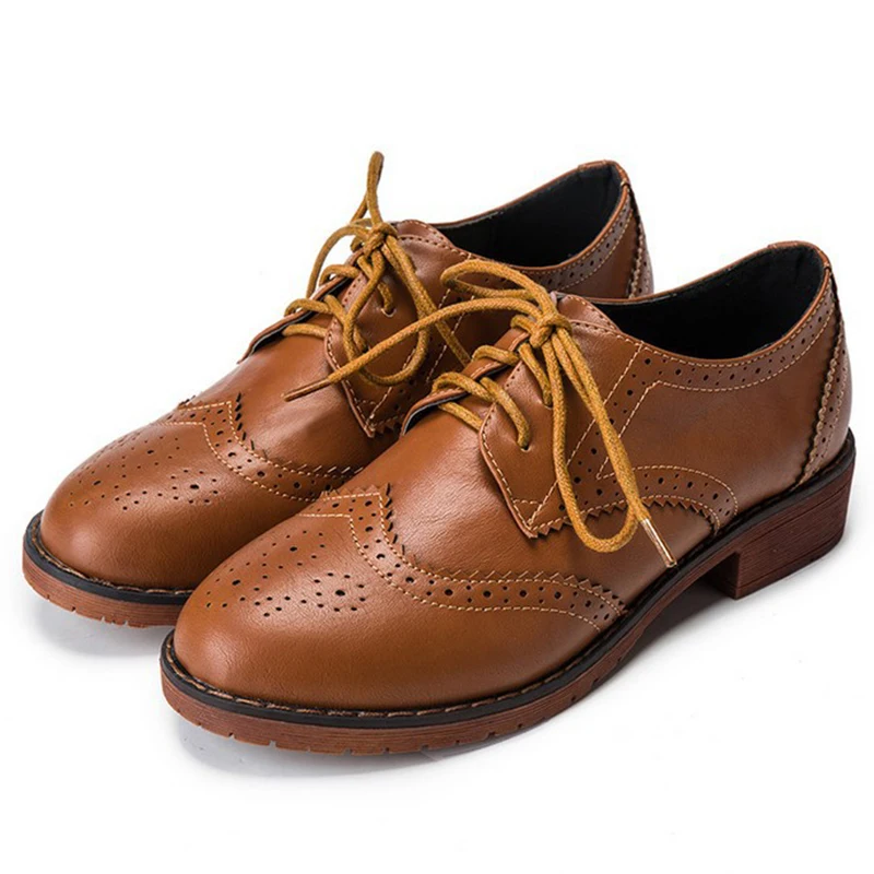 Leather oxford shoes for women flats round toe derby sneaker party casual shoes slip on loafers chaussure femme talon femme