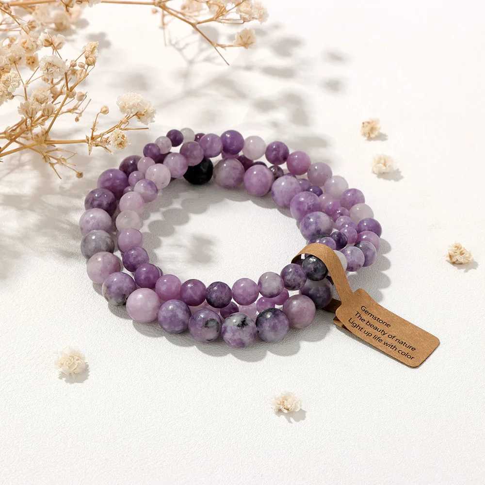 3 pieces/set of natural stone Unakite bead bracelets 4/6/8mm diamond shaped peacock elastic rope bracelet womens yoga jewelry gift W240913