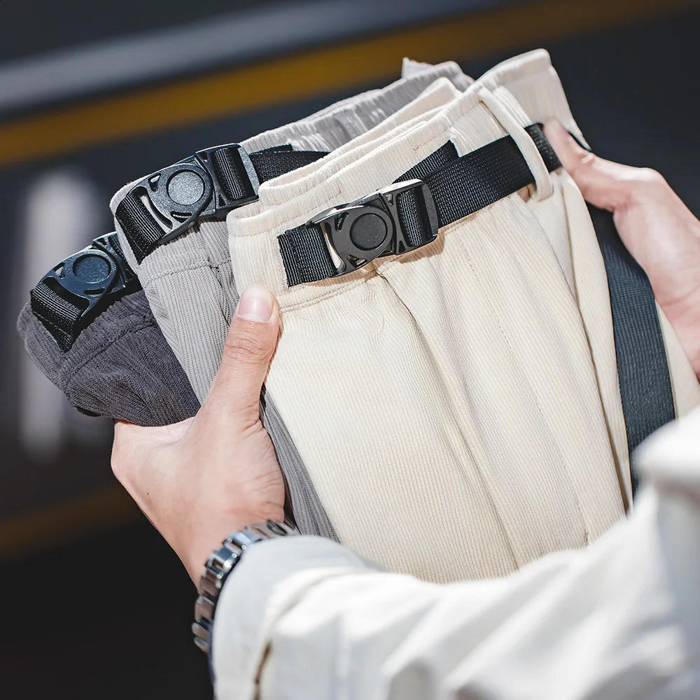 Maden Mens Casual Drawstring Corduroy Pants Loose Elastic Waist Wide Leg Relaxed Fit Trousers Outdoor Cityboy Jogger Sweatpants 240904