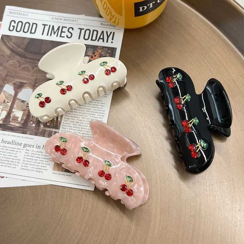 Spring Cherry Shining Diamond Clasp Hair Accessories For Women Grab Clip Trendy Claw Clips Grasp Your Hair FirmlyX240912