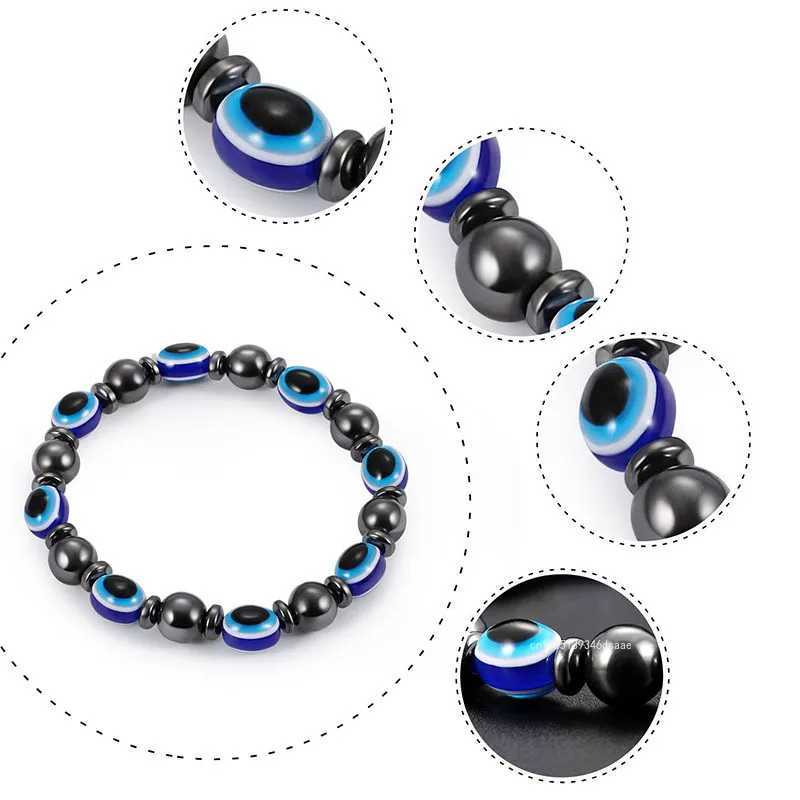New Evil Eye Bracelet Blue Bead Bracelet Elastic Lucky Trkiye Eye Bracelet Women Mens Girl Protection and Blessing Gift W240913