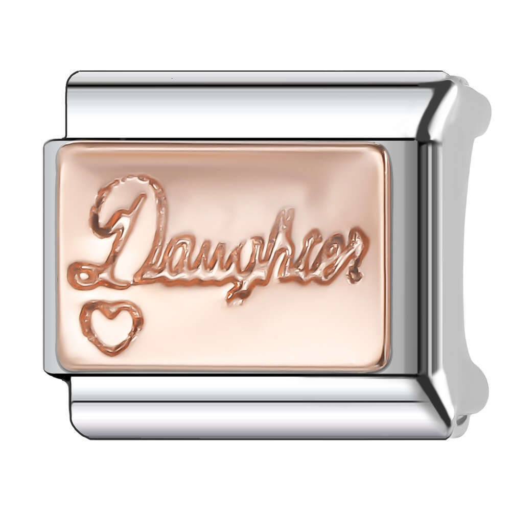 New Women's Gift Rose color heart house Bead Italian Charms Links Bangle Beads Fit 9mm Stainless Steel Bracelet Making DIY For Women Fashion Jewe