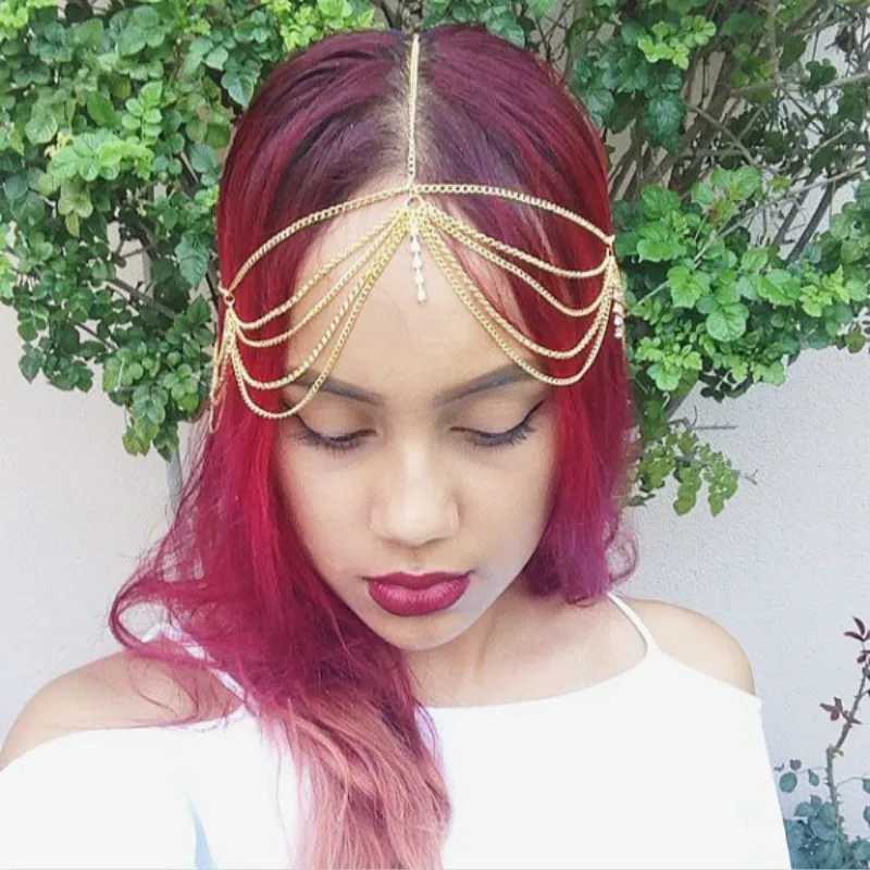 Boho Crystal Bride Headdress Hair Accesories New Fashion Elegant Head Chain Jewelry Women Wedding Accessories Bridal HeadpieceX240913