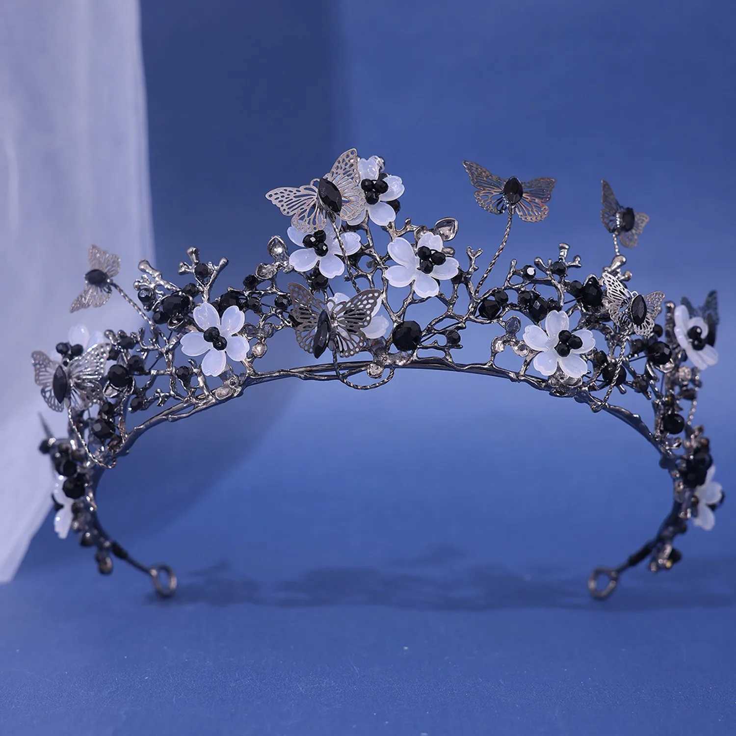 Baroque Silver Color Purple Crystal Butterfly Bridal Tiaras Crowns Headpiece Rhinestone Pageant Diadem Wedding Hair AccessoriesX240913