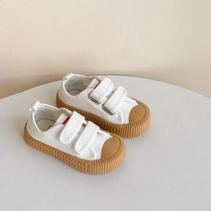 Children Canvas Shoes for Boys and Girls Spring Autumn Hook and Loop Shoes Soft Bottom Breathable Toddler Baby Biscuit Shoes 250319