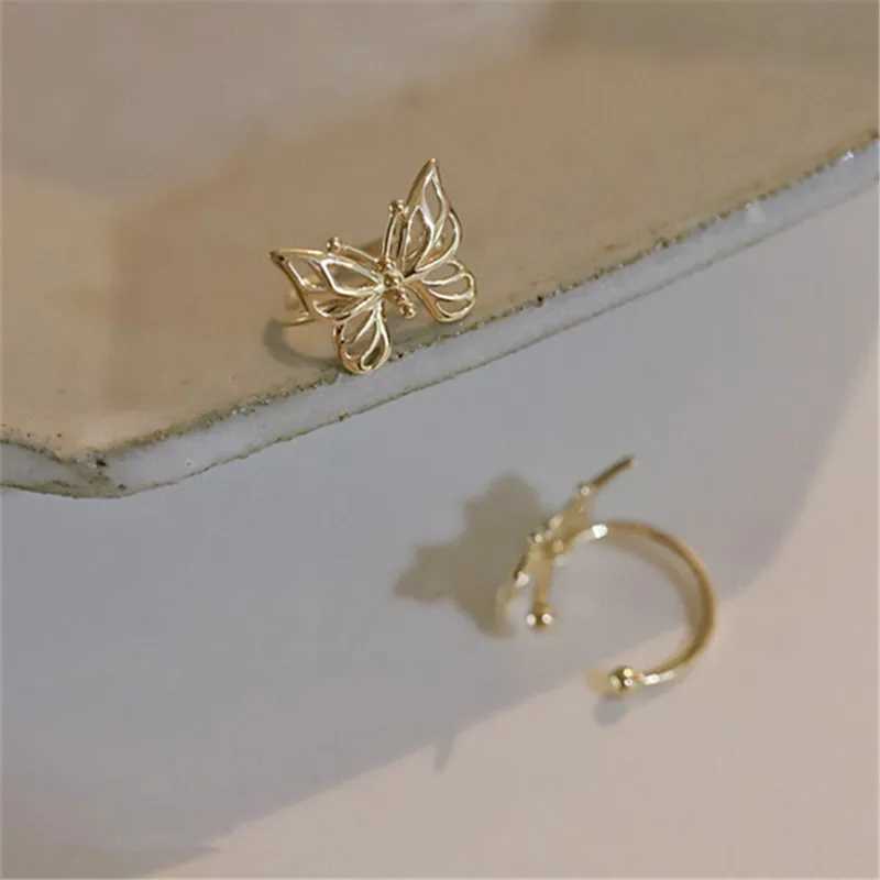 S925 Sterling Silver Plated 14K Gold Ear Bone Clip No Pierced Ears Korean Sweet Temperament Butterfly Earrings for Women JewelryX240913