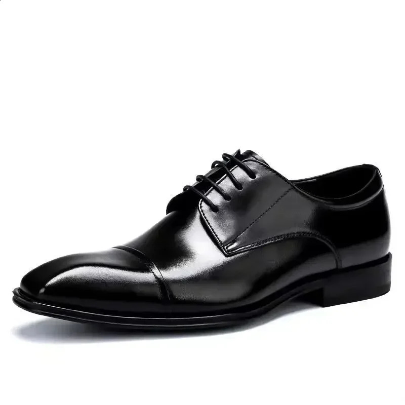 Mens Leather Shoes Fashionable Classic Three Joint Oxford Shoes Square Head Business Office Comfortable Casual Shoes For Men 240906