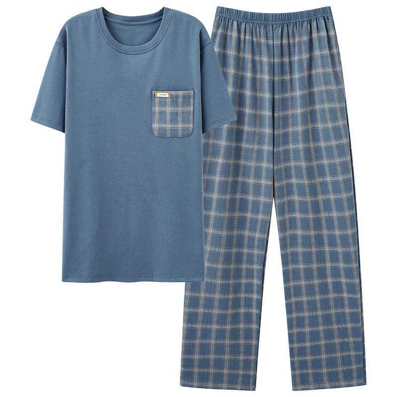L-4XL Men Pajama Sets Summer Short Sleeve Cotton Man Pyjamas Print Letter Pajamas Big Yards Casual Sleepwear Pijamas Hombre Y240913