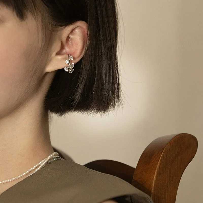 KOFSAC New Shiny Zircon Clip Earrings For Women Trendy Cute Irregular Ear Jewelry 925 Sterling Silver No Pierced Ears EarringX240913