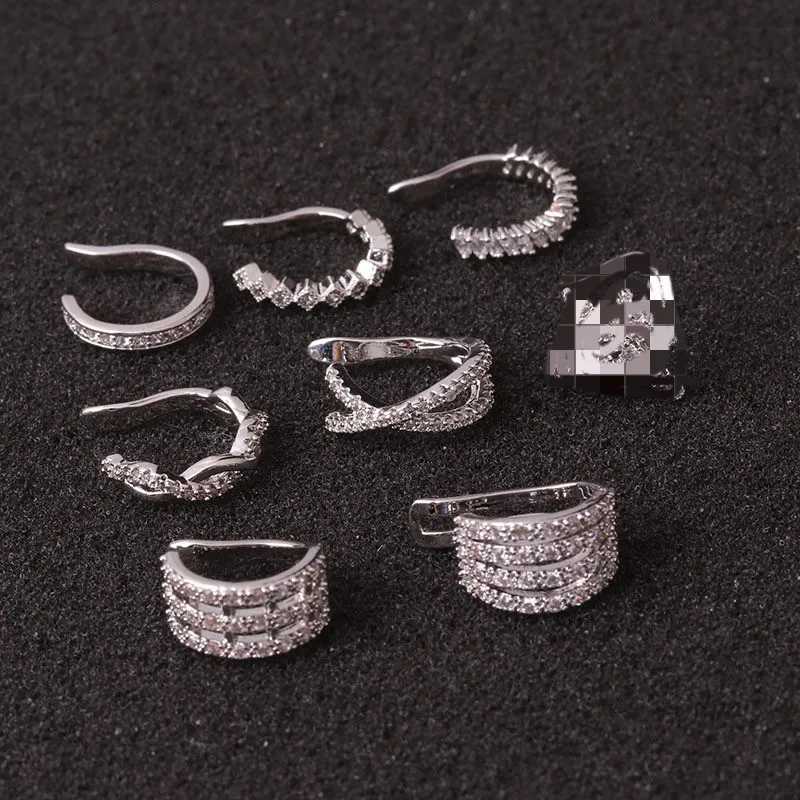 1PC Fake Piercing Ear Clip For Women Hoop Zircon Non-Piercing Cartilage Earrings Ear Cuff Goth Fake PIERC Jewelry 2024 TrendingX240913