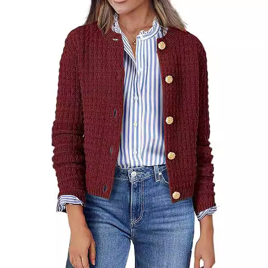 2024 Autumn/Winter Xiyin Hot Selling Knitted Striped Solid Color Commuter cardigan Women's Wear