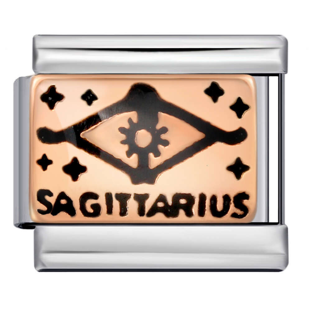 12 Constellation Stainless Steel Gold Plated Enamel Pattern DIY Bracelet Accessories Italian Charm Links Stainless Steel Fit 9mm Bracelet Jewelry DIY 