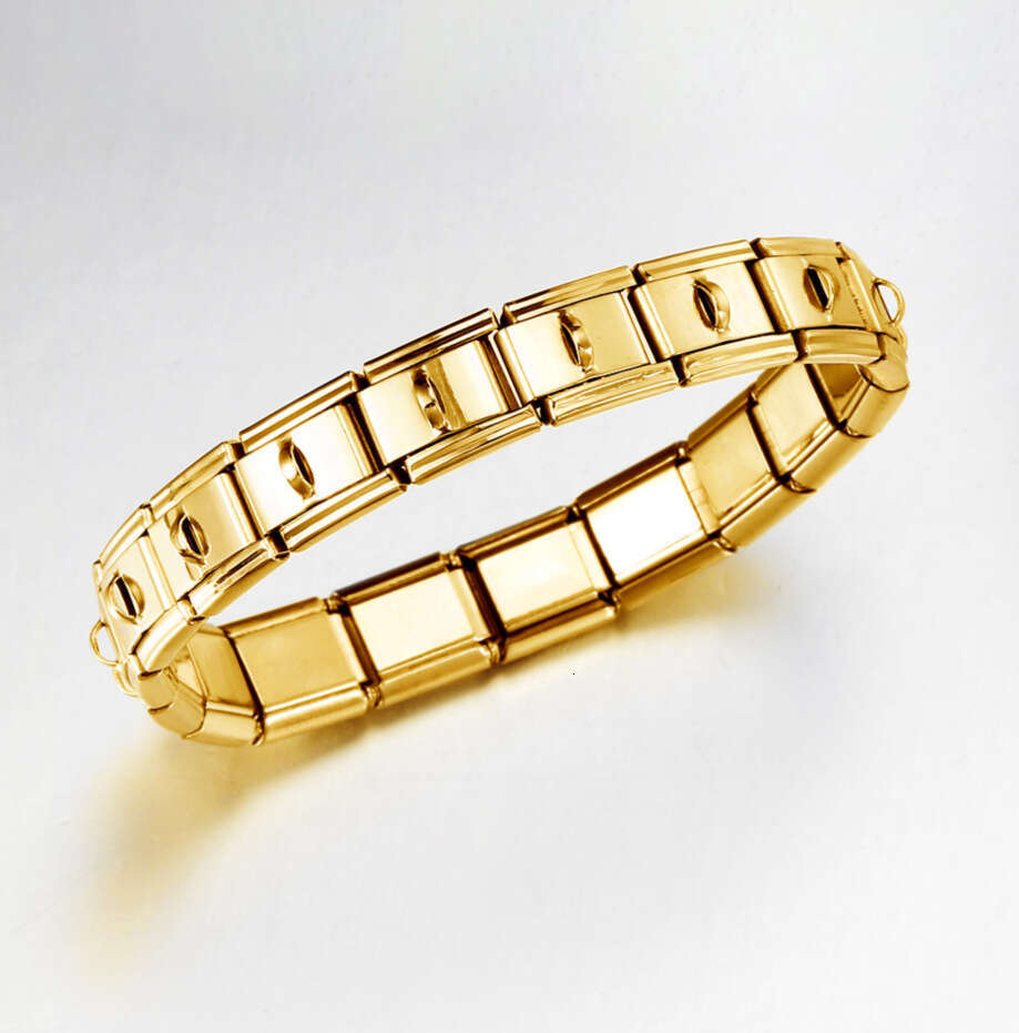 Hook Functional Italian Module Bracelet Square Elastic Splicing Titanium Steel Strap Italian Charm Links Stainless Steel Fit 9mm Bracelet Making DIY J