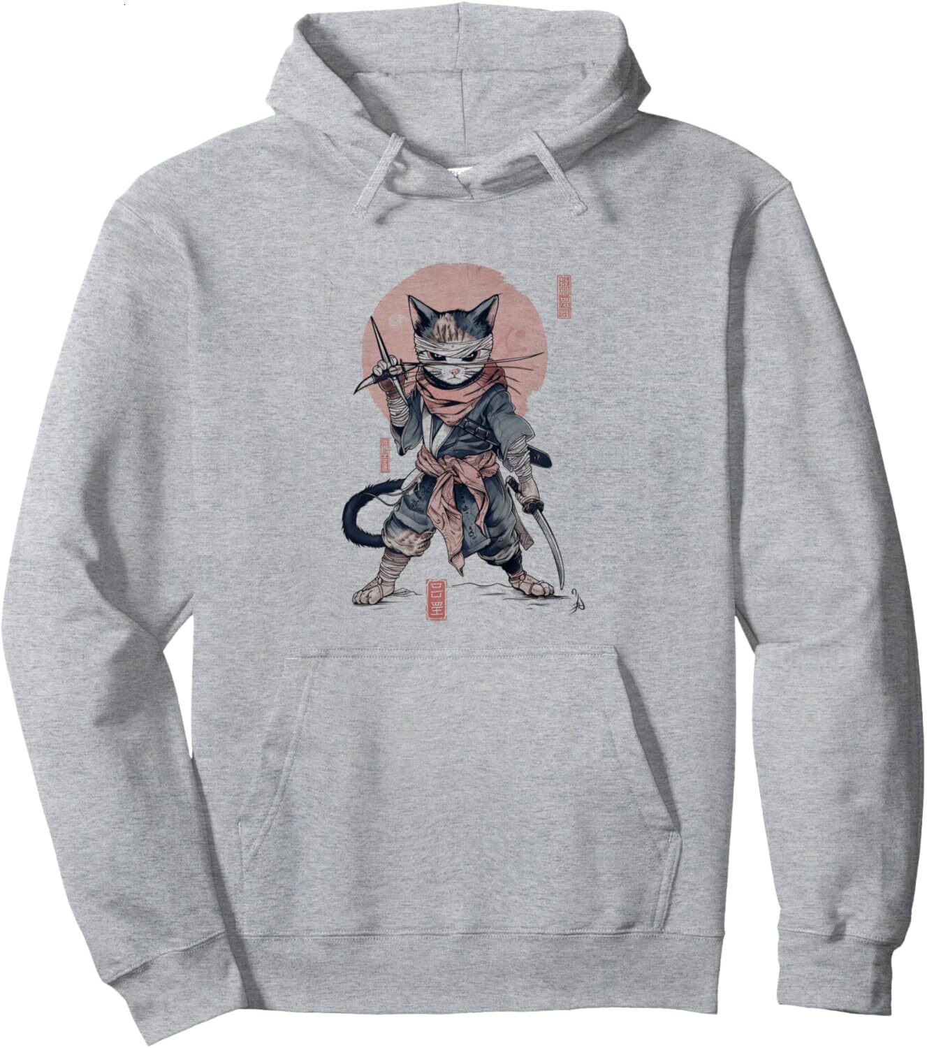 Hoodie for Mens Womens Ninja Cat Japanese Anime Warrior Kitten Cat Lover Design Pullover Hoodie Graphic Hoodies sweatshirt Pullover Long Sleeve
