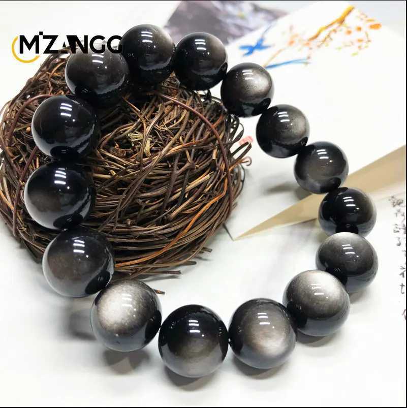 Natural Silver Obsidian Bracelet for Men and Women Model Double Cat Eyes Silver Obsidian Gold Obsidian Lucky Talisman Bracelet W240913